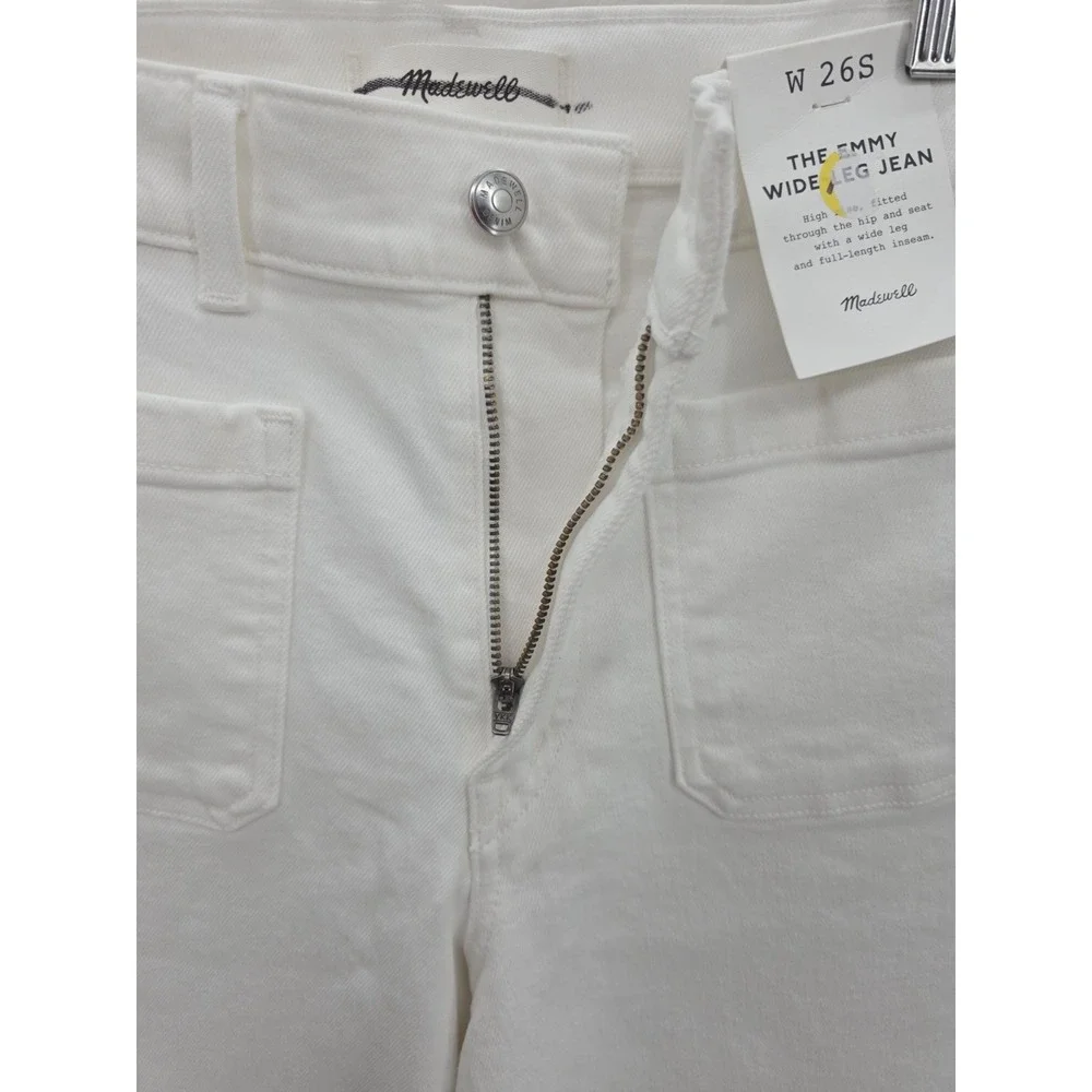 NWT Madewell The Emmy Wide Leg Jeans Women's 26S White High Rise Wide Leg Denim